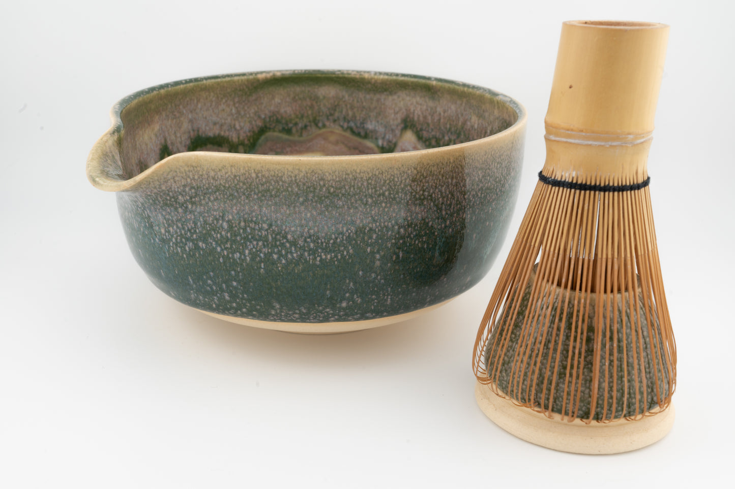 Matcha Bowl (Chawan) with matching Whisk Holder