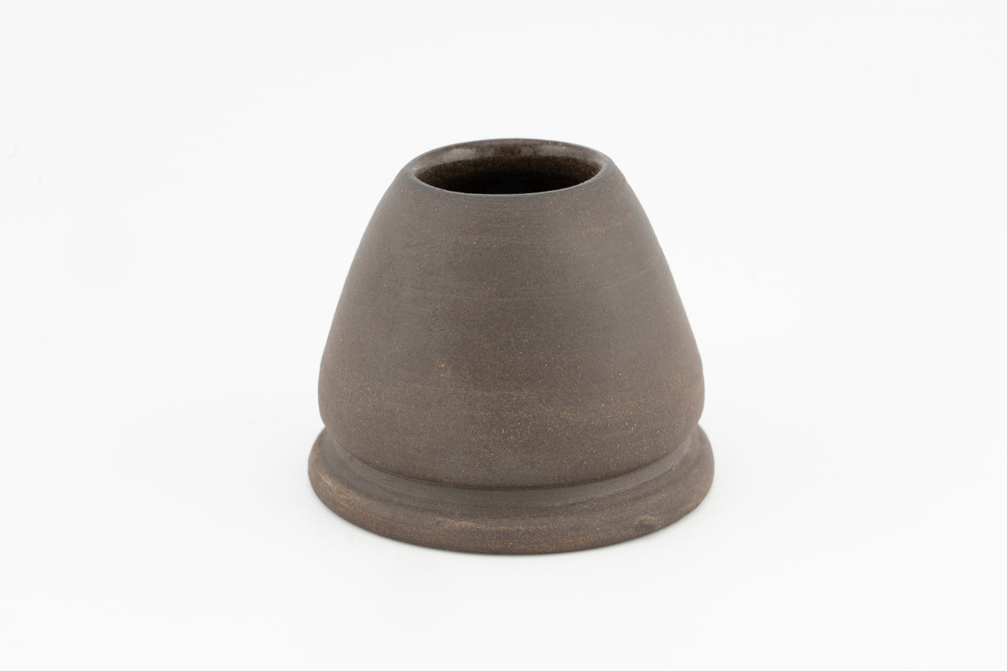 Matcha Bowl (Chawan) with matching Whisk Holder in Brown Stoneware