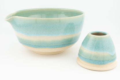 Matcha Bowl (Chawan) with matching Whisk Holder
